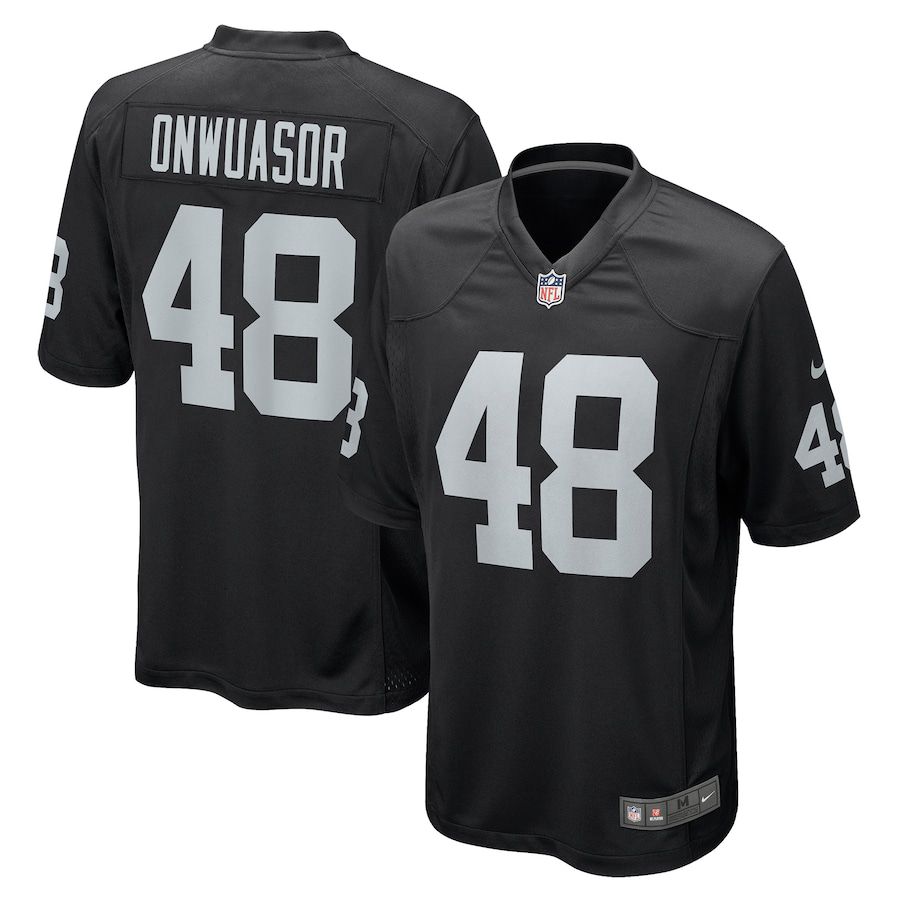 Men Oakland Raiders 48 Patrick Onwuasor Nike Black Game NFL Jersey